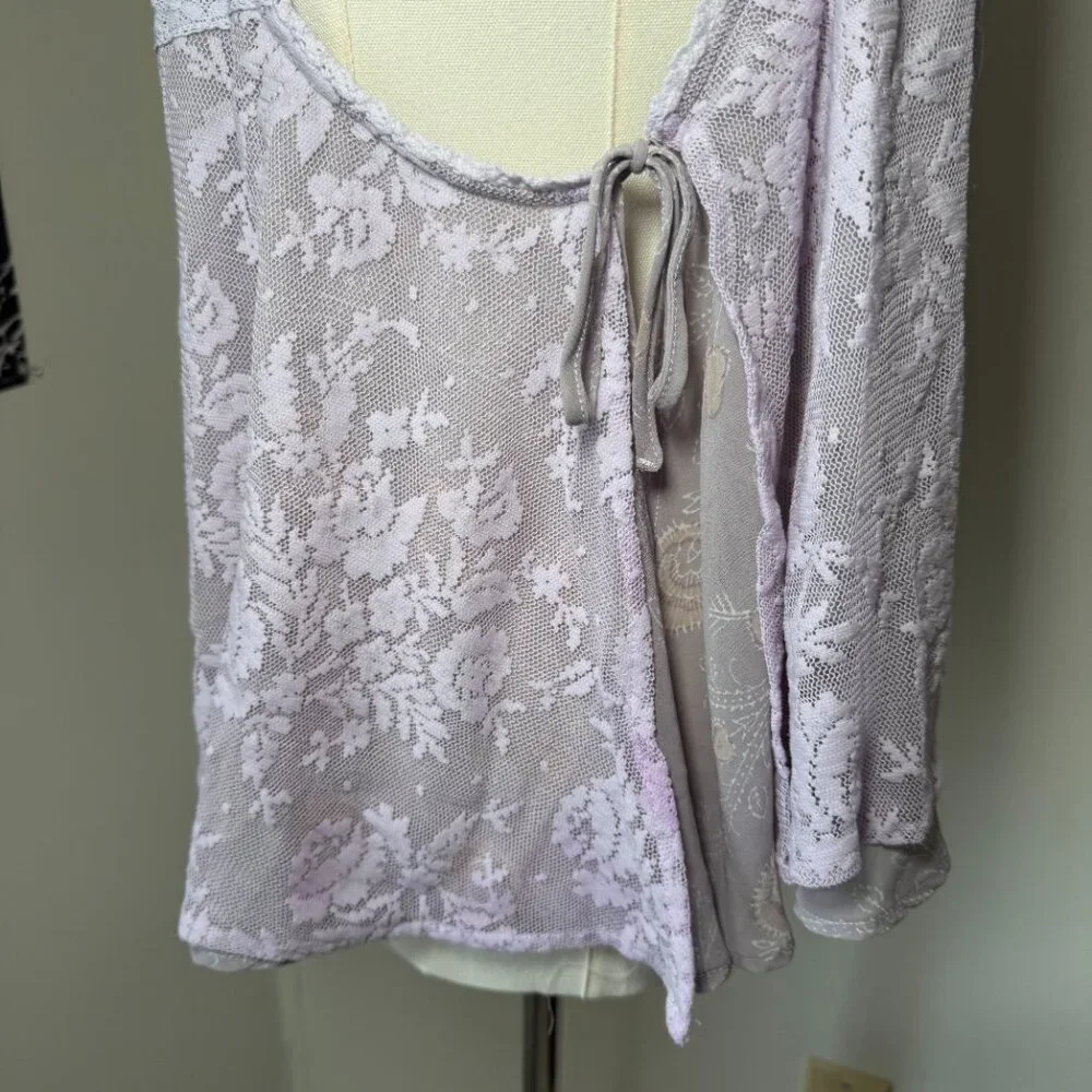 Free People Light Lavender Lacey Tank Top Blouse - Picture 8 of 11